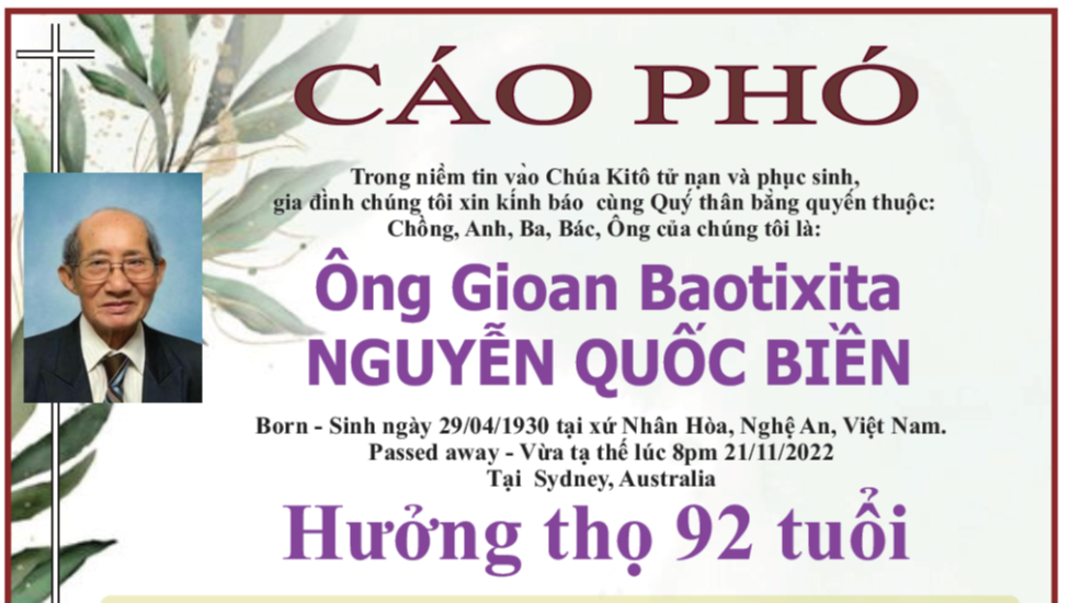                                                                                                          CÁO PHÓ
